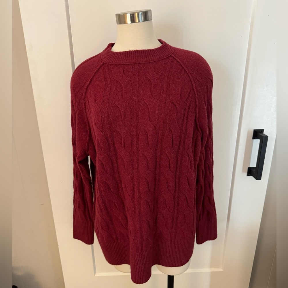 Aerie Unreal Cable Knit Sweater - Burgundy
